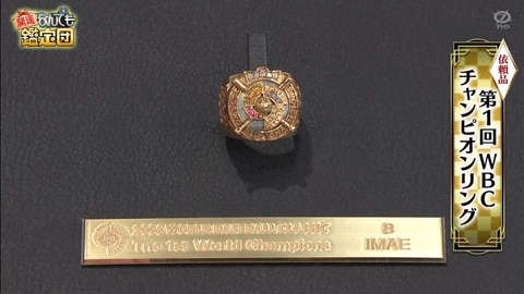 なんでも鑑定団で今江敏晃さんがWBCチャンピオンリングを鑑定してもらった結果、衝撃の金額