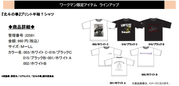 ワークマン、「北斗の拳」コラボTシャツを4月下旬発売。世紀末でも着心地重視の980円