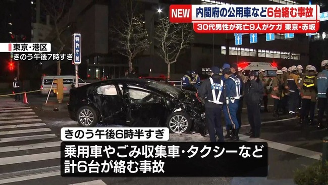 内閣府の公用車が信号無視し交差点に突っ込む　1人死亡・8人重軽傷