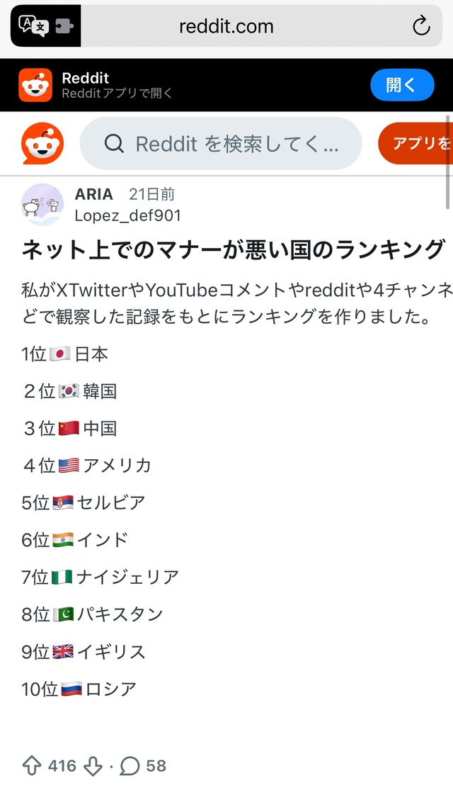 ネットの民度が低い国ランキング、あの国が1位にwww
