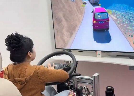 【動画】女さん、シミュレーターなのに前方のトラックを煽ったうえ、お祈りカーブ追い越しを仕掛けてしまうwww