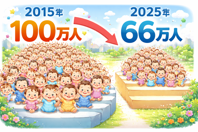 2025の出生数66万人、2015は100万人←なんなんだよこれ