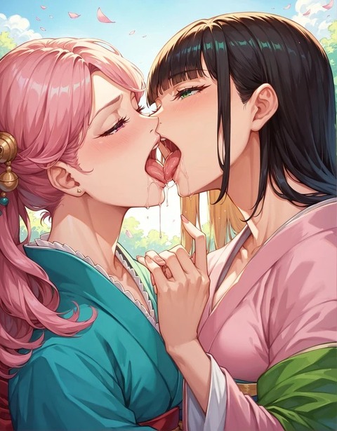 【画像】AIさん、唾液ベトベトの百合キスも描けるwww
