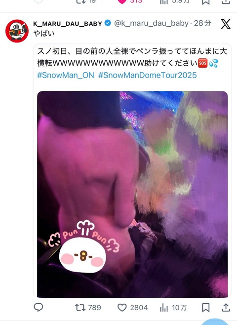 【画像】ジャニオタ女さん、ライブ中に興奮して全裸になってしまうwww