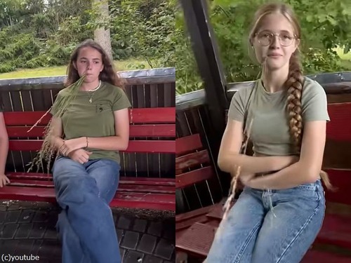 少年少女が「誰が一番すごい『草』を口にくわえられるのか」に挑戦した結果（動画）