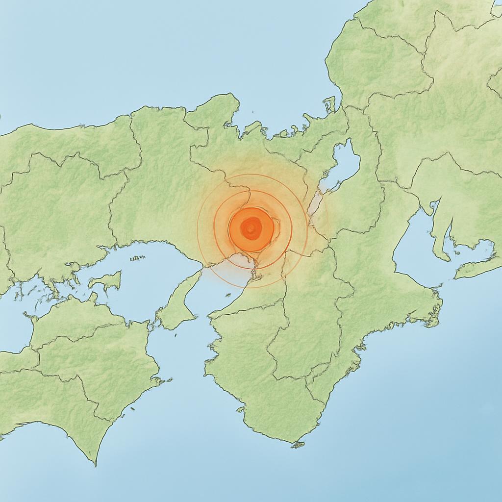 京都府で最大震度3の地震 京都府・北部、兵庫県・南東部、南西部、淡路島   |  やばいな2つの震源地を結ぶと直線になる