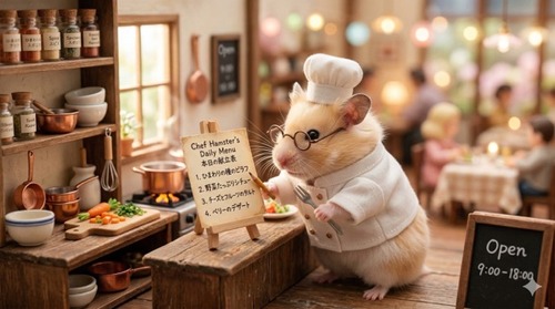 ハムスターの献立確認動画　かわいい