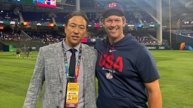 カーショーが黒田博樹と再会！「カープファンが待ってる？じゃあ準備しとかないとな」