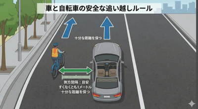 【速報】4月1日からの新ルール『自転車追い抜くときは少なくとも1メートル空けろ』
