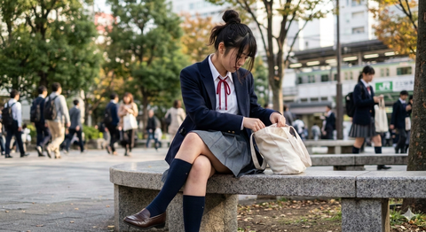 【画像】ミニスカJK(JC)の、パ〇チラwww