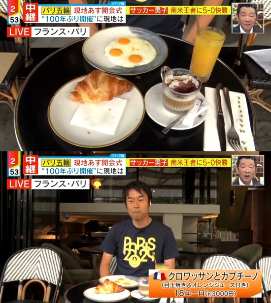 【悲報】フランスパリのご機嫌な朝食（3000円）がこちらwww
