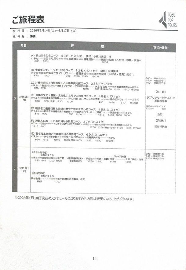『同志社国際2年生』アカウントが内部告発した書類は本物だと東武トップツアーズが認める