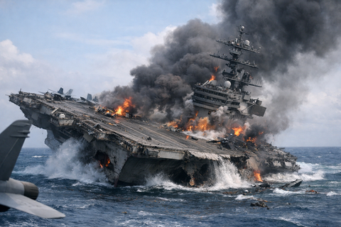 【超緊急】米空母リンカーン撃沈か！？ イラン「弾道ミサイル4発命中」で米国株先物、地獄絵図へｗｗｗ