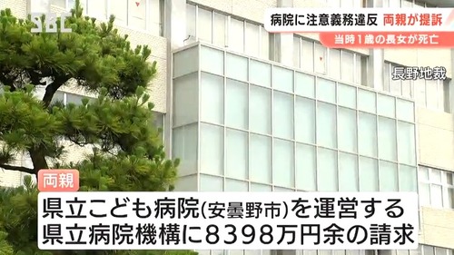 【長野県立こども病院】１歳児が先天性の心臓病の手術を受けた後に死亡　両親が損害賠償8398万円を求めて提訴　日本の小児外科、訴訟リスクで終わりへ