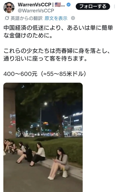 経済崩壊の中国にて売春婦が大量発生  [4/23]