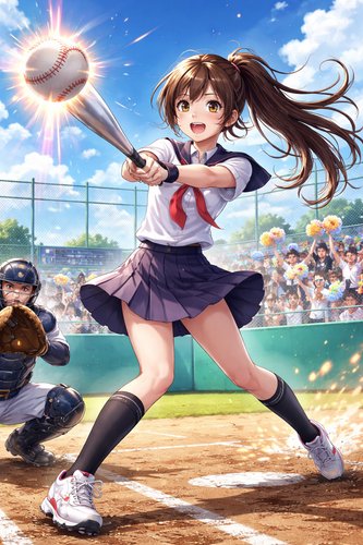 【画像】ChatGPTさん、「ホームランを打つJKの画像を生成して」と頼んだ結果