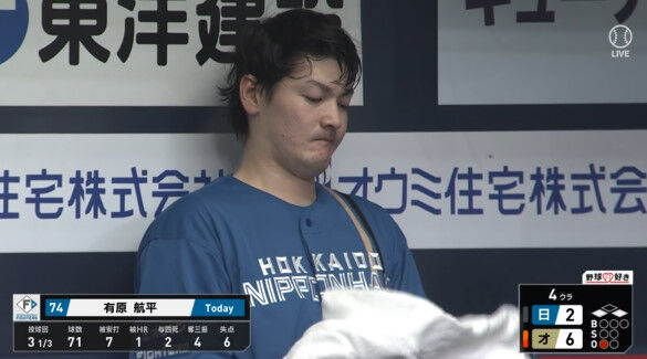 有原、３回途中６失点KO