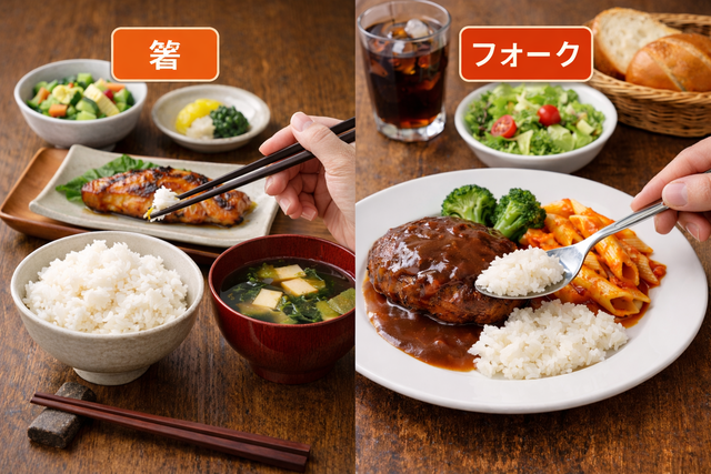 三大謎の食事マナー「三角食べ」「ライスをフォークの背に載せる」