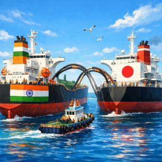 イラン「インドくんのタンカーは通すよ」 インド「うちで積み替えて日本に送ったろ」