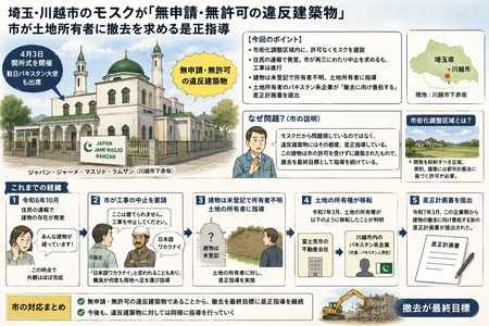パキスタン企業、川越市に無許可でモスクを建設してしまう