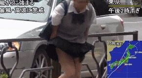 【gif】強風でjkのパンツが捲れ上がるwww