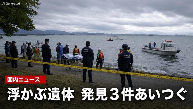 琵琶湖で遺体発見x3、またおかしな事件起きてるっぽい