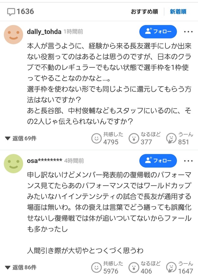 【悲報】W杯の長友選出、早くも日本中が叩きまくる
