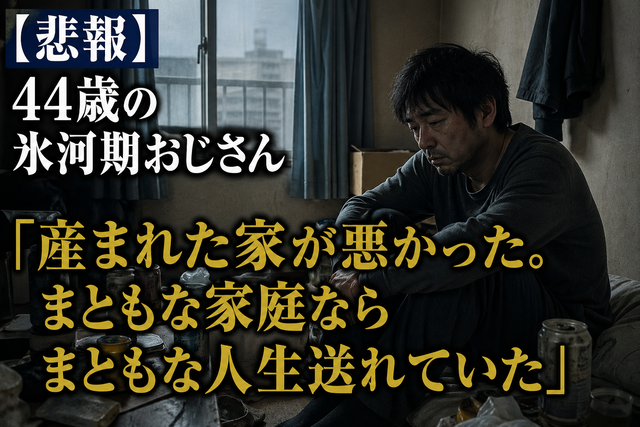 【悲報】44歳の氷河期おじさん「産まれた家が悪かった。まともな家庭ならまともな人生送れていた」