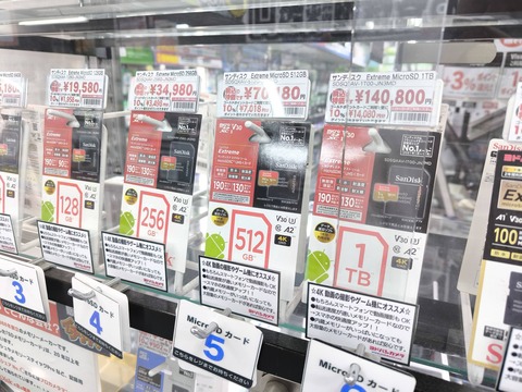 【悲報】『microSDカード』の価格、逝く…