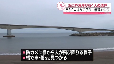 【神奈川】真鶴の海で見つかった4遺体、小3長女と幼稚園次女含む家族と判明…自宅に遺書か