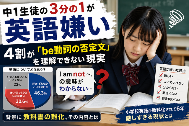 【疑問】なぜ日本人は英語が苦手なのか？ 中1の3人に1人が英語嫌いという現実