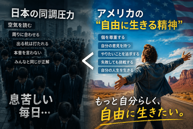 【価値観】日本の同調圧力より、アメリカの“自由に生きる精神”の方が羨ましいんだが
