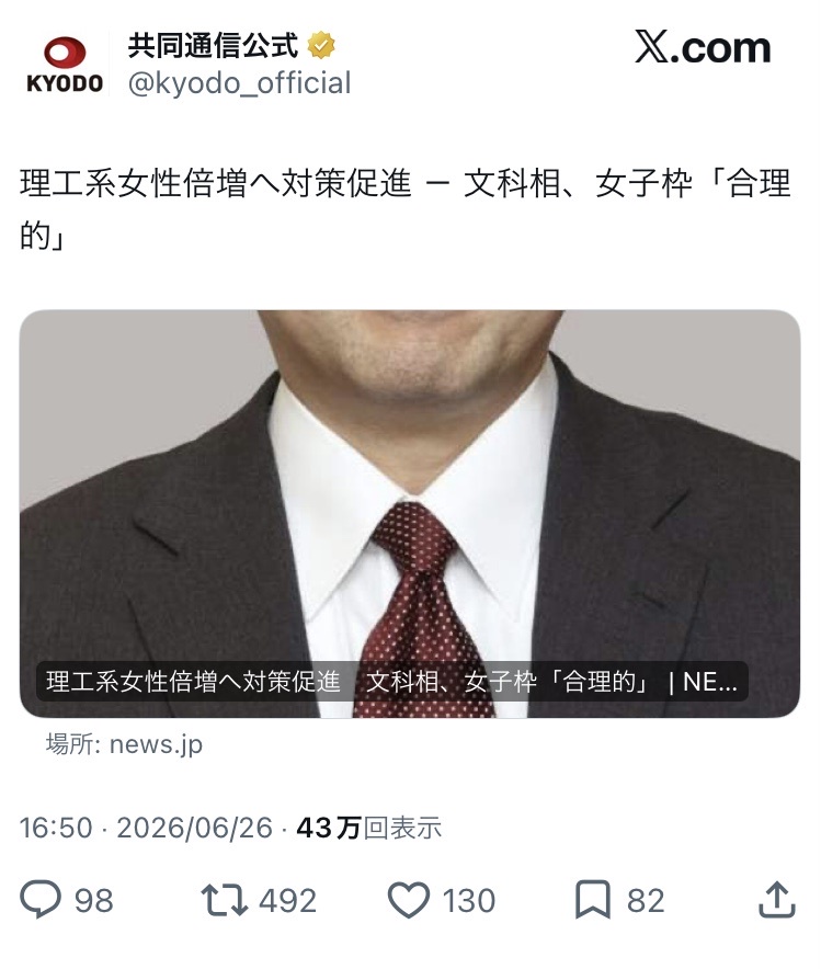 【悲報】文科省「女子枠は”合理的”だから性差別やないで」→大炎上www