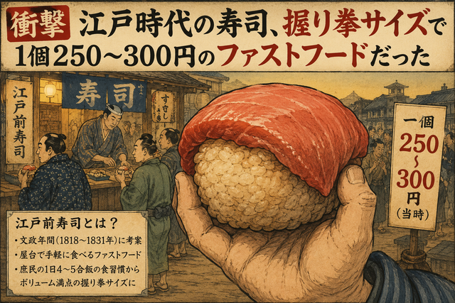 【衝撃】江戸時代の寿司、握り拳サイズで1個250〜300円のファストフードだった