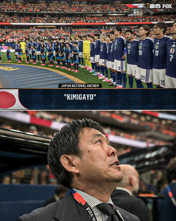 森保監督がW杯で君が代に涙する様子、世界中が称賛