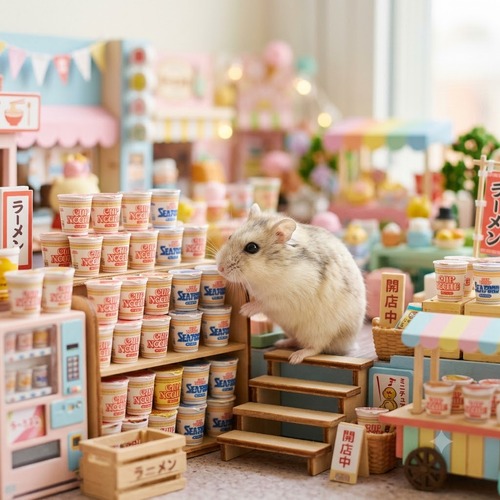 ハムスターさん　日清カップヌードルと遂にコラボかわいいwww
