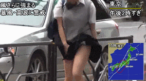 【パンチラ】強風でjkのスカートが捲れ上がるwww