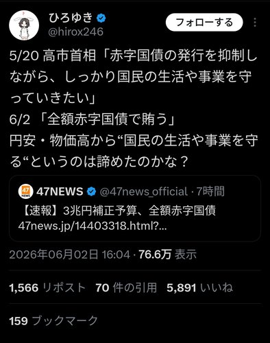 【悲報】ひろゆきさん、また高市早苗さんを攻撃