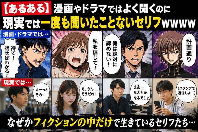 【あるある】漫画やドラマではよく聞くのに現実では一度も聞いたことないセリフwww