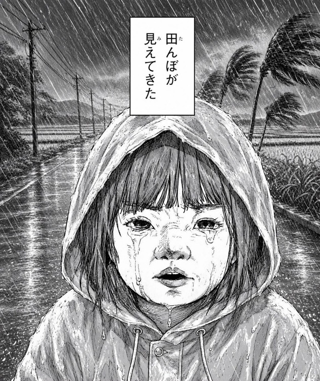 みいちゃん、田んぼの様子を見に行く