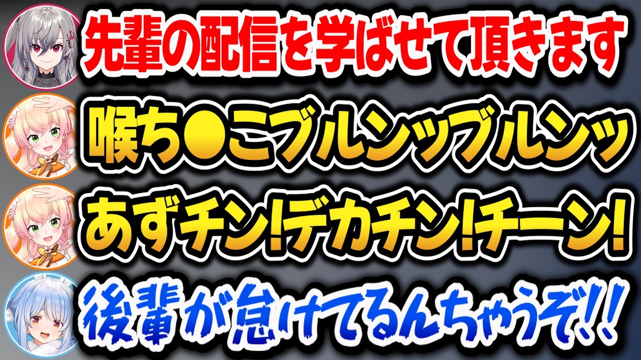 【ホロライブ切り抜き】配信を学びに来たリオナに容赦なく先輩の力を見せるぺこねねwww【PickupYoutube】