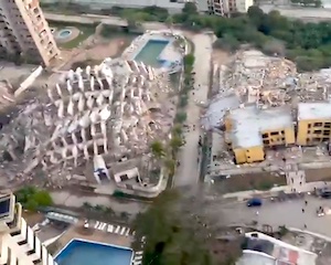 【動画】ベネズエラ大地震で多くの建物が崩壊した地域を空撮。