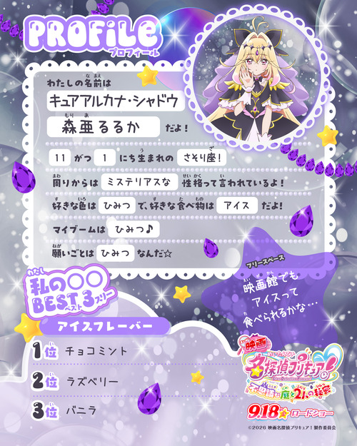 キュアアルカナ・シャドウちゃんのプロフィールwww
