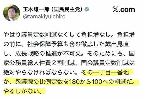 【対決より解決（笑）】国会サボって議員定数削減法案を潰した国民民主党・玉木雄一郎　公約違反の他責体質に党員ドン引きして離党へ