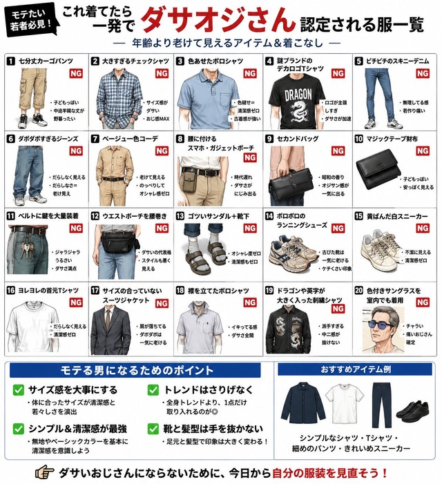 【画像】キモいオジサンが着てる服一覧がこちらｗｗｗ