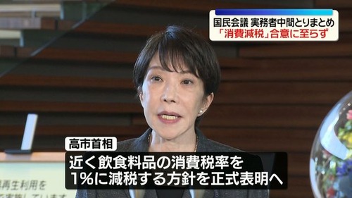 国民民主党さん　消費税減税という公約を守ろうとした高市政権を批判し消費税減税の合意を潰す