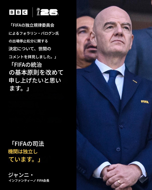 ◆悲報◆インファンティーノFIFA会長、批判渦巻くバログン問題に責任回避！「FIFA司法機関が独立してやったこと」