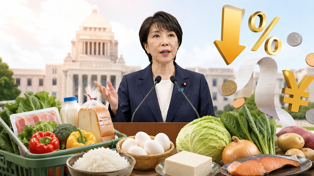 【速報】高市首相、食料品の消費税「1％」を表明　2027年4月から2年間、中低所得者は給付で“実質ゼロ”へ
