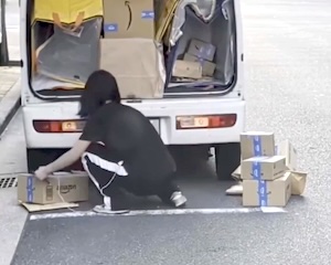 【大阪】荷物をポイポイ投げまくるアマゾン配達女子の動画が拡散希望中。