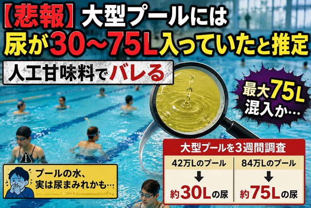 【悲報】大型プールには尿が30～75L入っていた可能性　人工甘味料でバレる